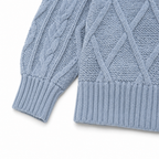 Woman's Blue Diamond Cable Knit Pullover