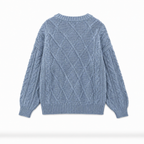 Woman's Blue Diamond Cable Knit Pullover