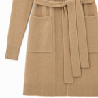 Woman's Brown Belted Longline Cardigan