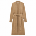 Woman's Brown Belted Longline Cardigan