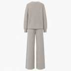 Woman's Grey Ribbed Knit Lounge Set