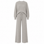 Woman's Grey Ribbed Knit Lounge Set